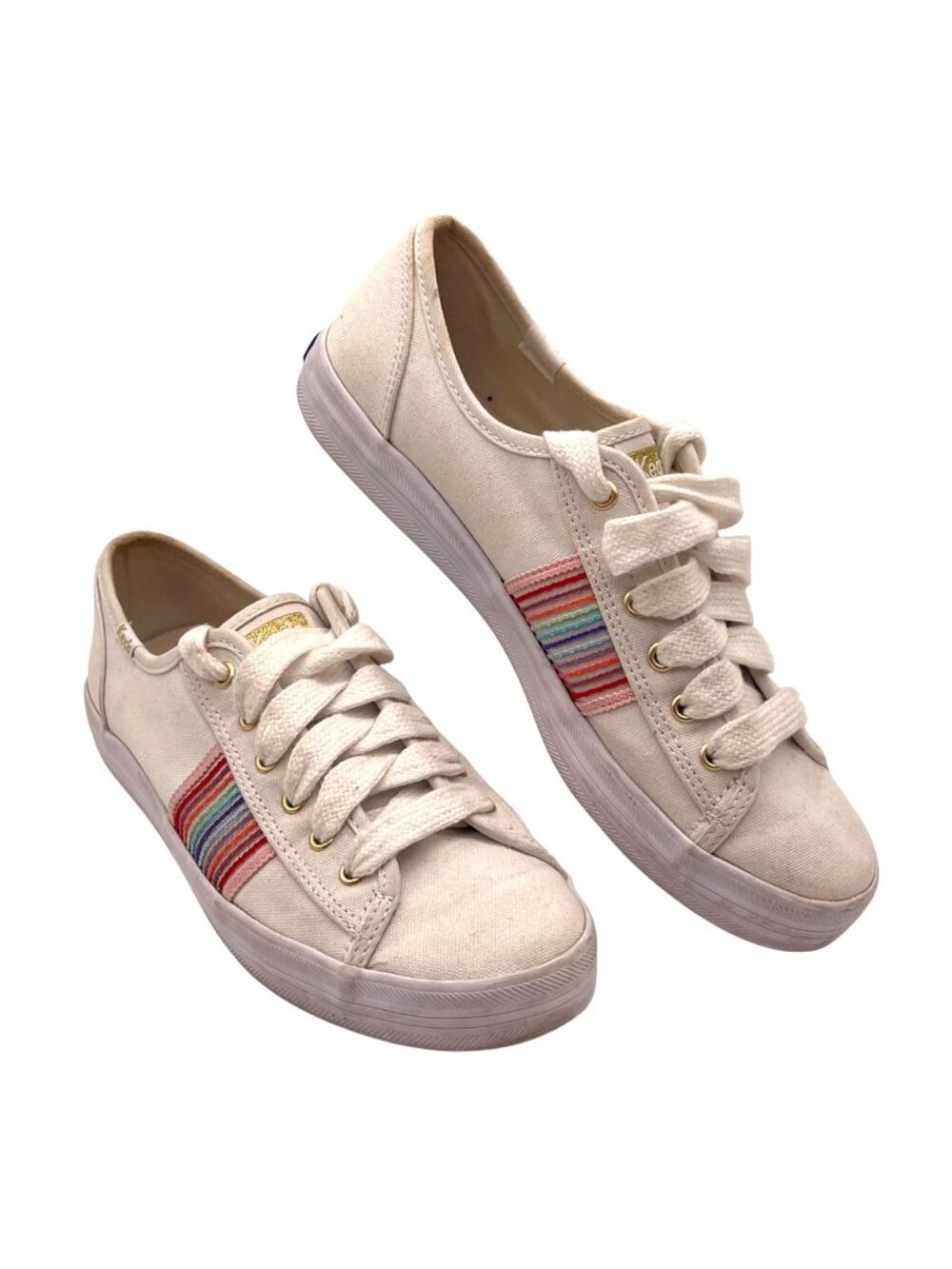 Keds White Canvas Sneakers Multicolor Dream Foam Comfort Insoles Womens Size 8.5